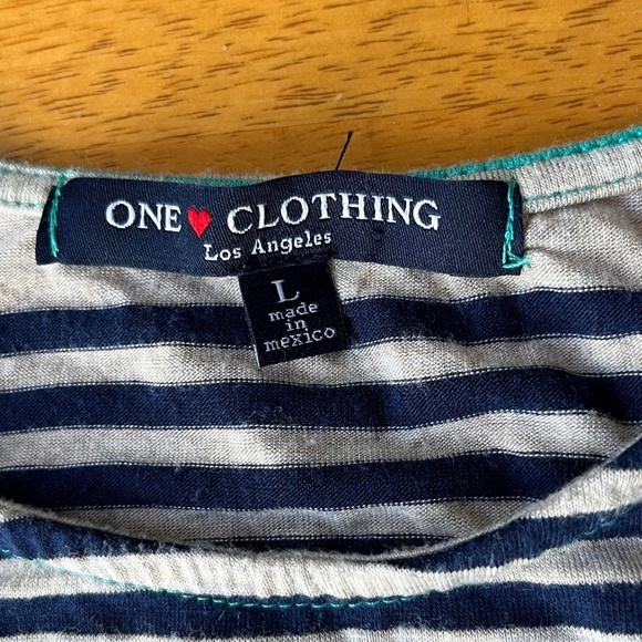 One Clothing Turquoise Blue Striped Tube Tank Maxi Stretch Dress, Size L - Picture 3 of 7